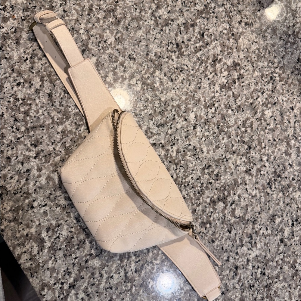 Elegant Cream Quilted Belt Bag